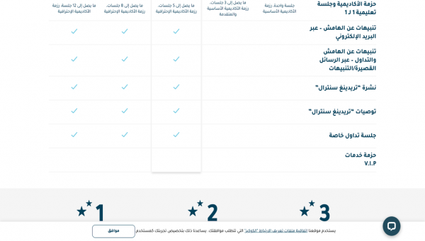 أنواع الحسابات المتوفرة